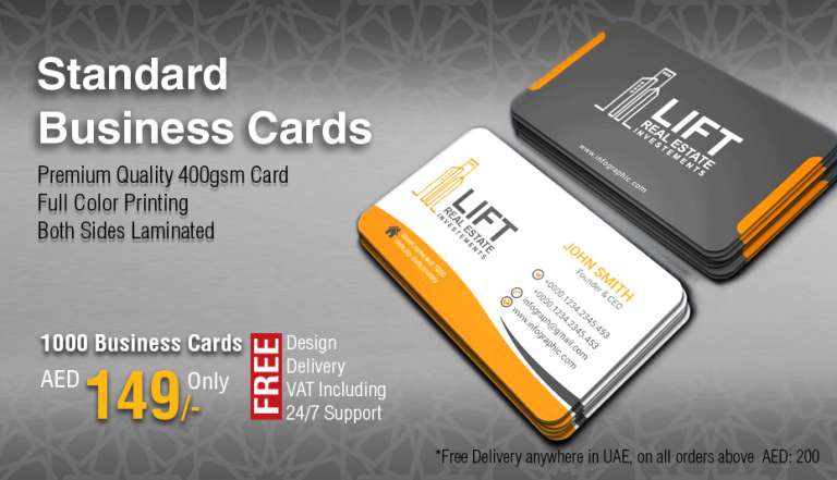 Standard Business Cards - Printing Dubai | Arabian Prints | Guaranteed Lowest Price